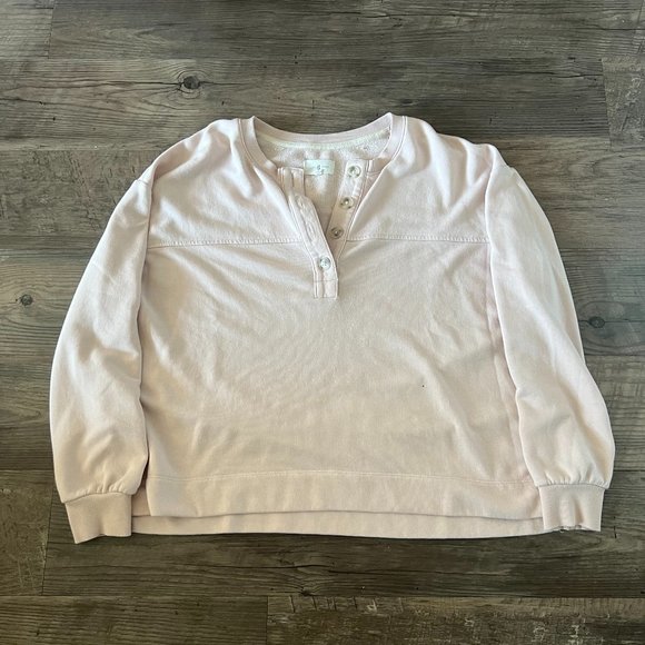 Lou & Grey Matching Lounge Quarter Button-Up and Sweatpant Set, Soft Pink, Med. - Picture 2 of 8